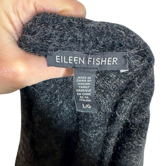 Eileen Fisher Mohair Plush Melange V-neck Button Down Boyfriend Cardigan Sweater - Picture 7 of 9
